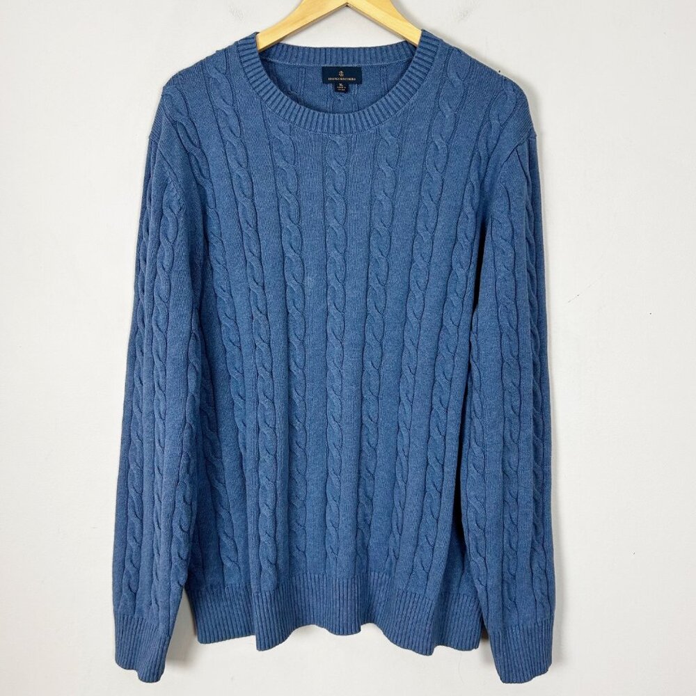 Brooks Brothers Blue Cableknit Crewneck Sweater Fisherman Size‎ XL Men's